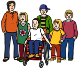 Leichte Sprache Bild: Eine Gruppe Kinder mit und ohne Behinderungen